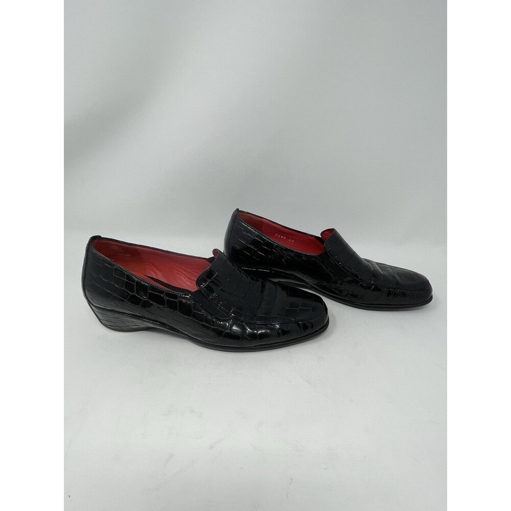 PAS Ole Rouge Italian Patent Leather Loafers Croc Print 9 U.S. 40 EU Style 7296